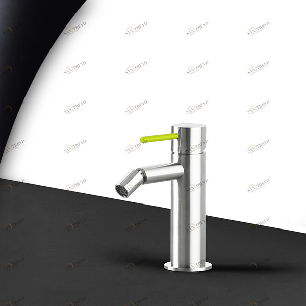 Смеситель для биде сталь глянцевая с зеленой ручкой Toki Radomonte TKS4LCIL13