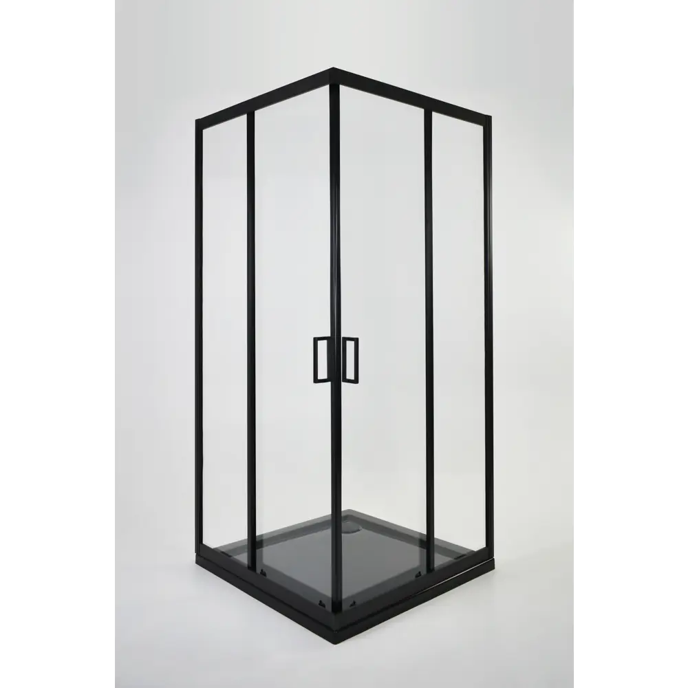 МЕТАКАМ Душевой уголок квадратный 80×80 см с черным профилем и стеклянными створками 89361541 STLM-0968051 - Вид №7