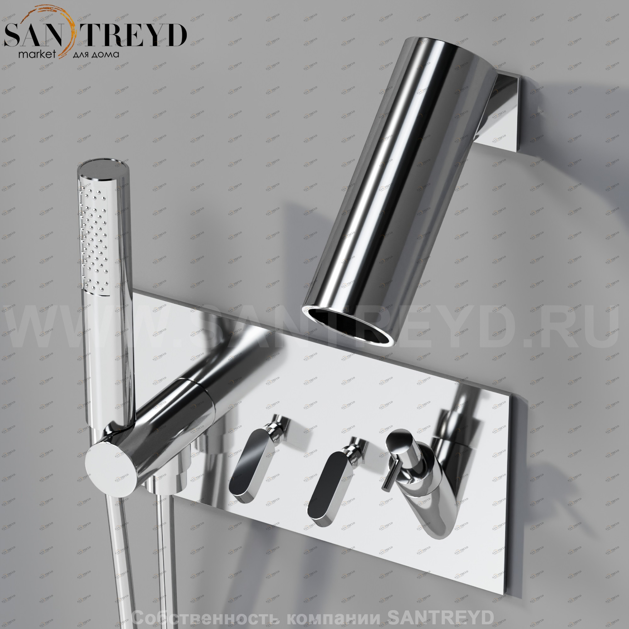 Душевая система с душевой лейкой и диспенсером для мыла ARUB0943NS SQUARE хромированная Agape