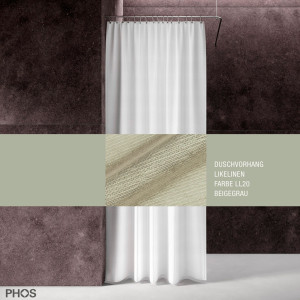 DV-LIKEL200-250-LL20 Занавеска для душа Likelinen, длина 200 см, ширина 250 см, бежево-серого цвета. PHOS