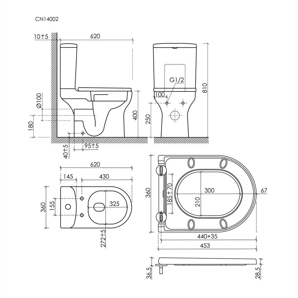 Унитаз-компакт Flo Round безободковый сиденье с микролифтом двойной смыв цвет Santreyd STLM-2029729 - Вид №9
