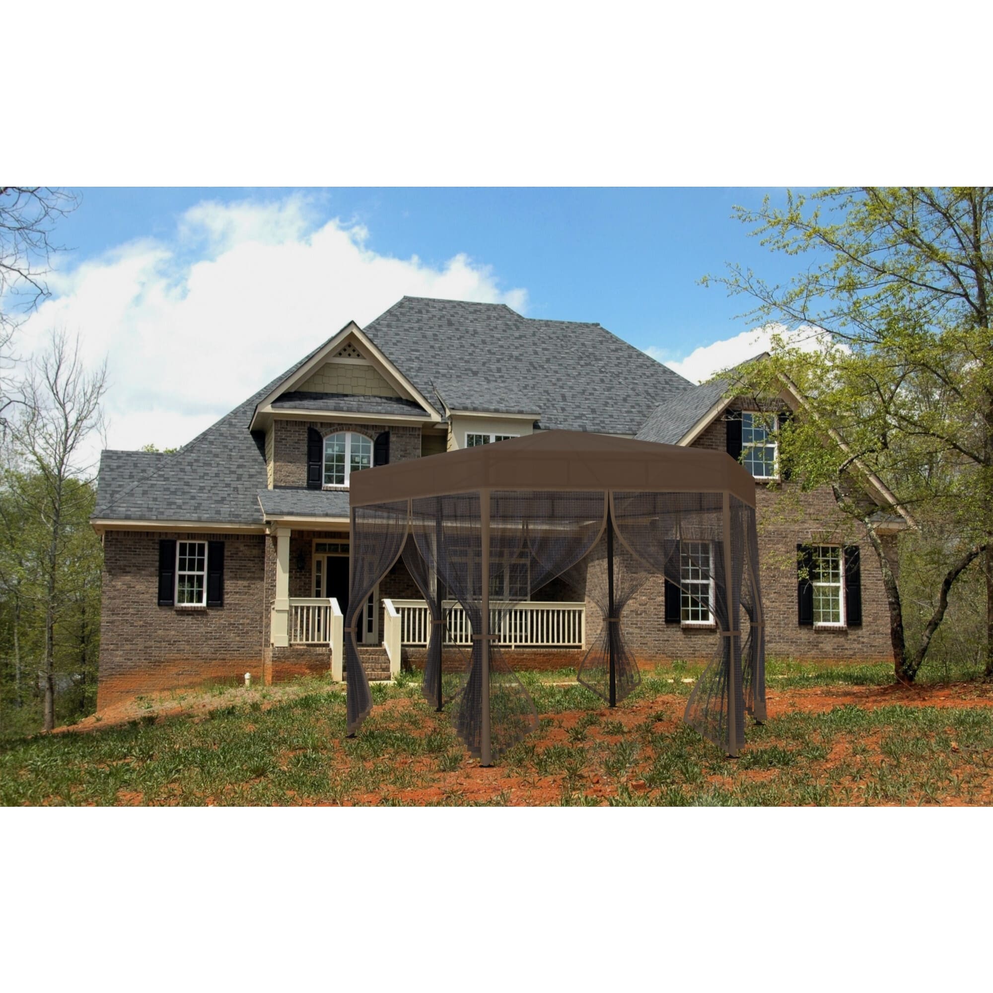 82697253 Шатер садовый с антимоскитной сеткой Арамис D3,5 3.5х3.5х2.52 м сталь коричневый (без штор) Santreyd  - Вид №1