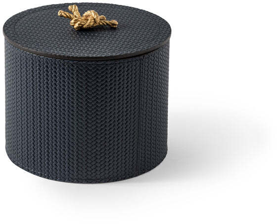 Круглая коробка Thalia - Ø 17XH8 см / металлическая отделка_хром / ari-leather_black