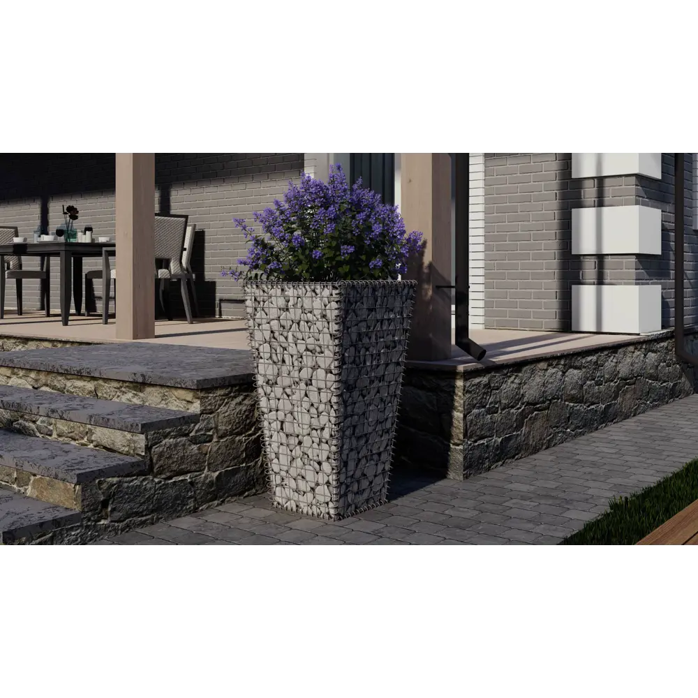 Габион-вазон 55x55x100 см оцинкованная сталь серый Santreyd STLM-2086026 - Вид №1