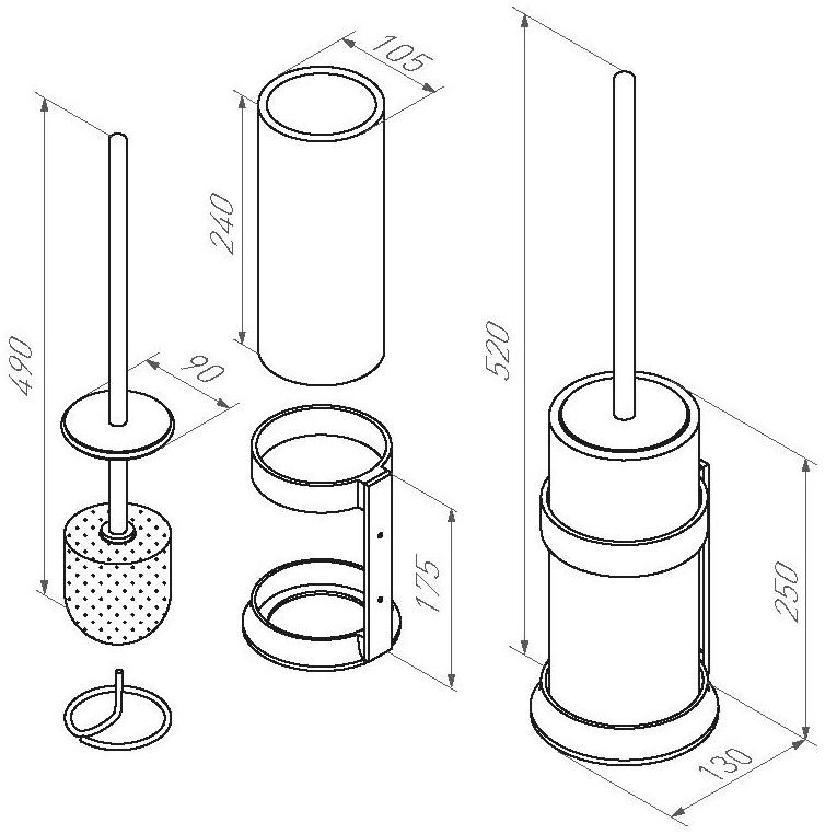 Dauby Ершик для унитаза из бронзы Pure® plus 15358 - Вид №3