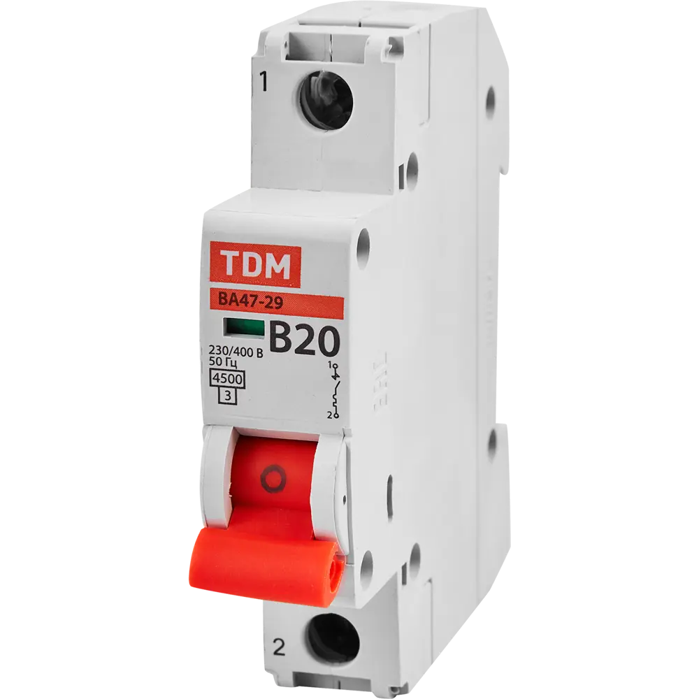 Автоматический выключатель TDM Electric ВА47-29 1P B20 для надежной защиты сети 89347176 STLM-1548926