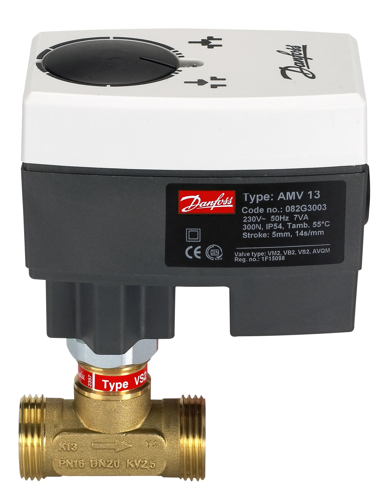 Danfoss Редукторные электроприводы с трехпозиционным управлением AMV 435 Эл.привод имп., 230В пер. тока 082H0163  - Вид №17
