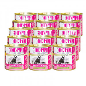 Т0040109*15 Корм для кошек мясное ассорти говядина с ягненком конс. ж/б (упаковка - 15 шт) ЗООГУРМАН