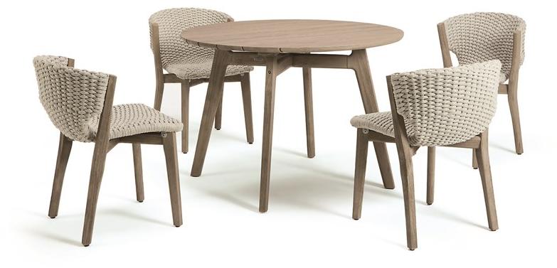 Ethimo Круглый садовый стол из тика Knit sun-id-1454729 - Вид №1