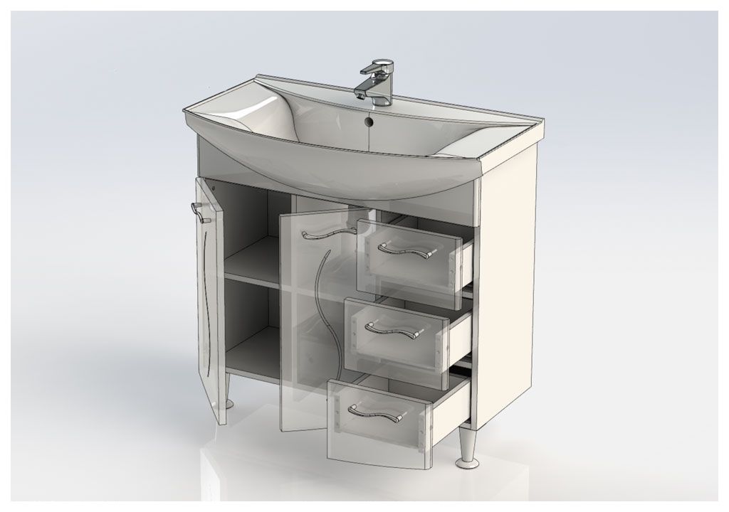 Тумба под раковину Aquanet Моника 85 белый sun-id-275395 - Вид №4