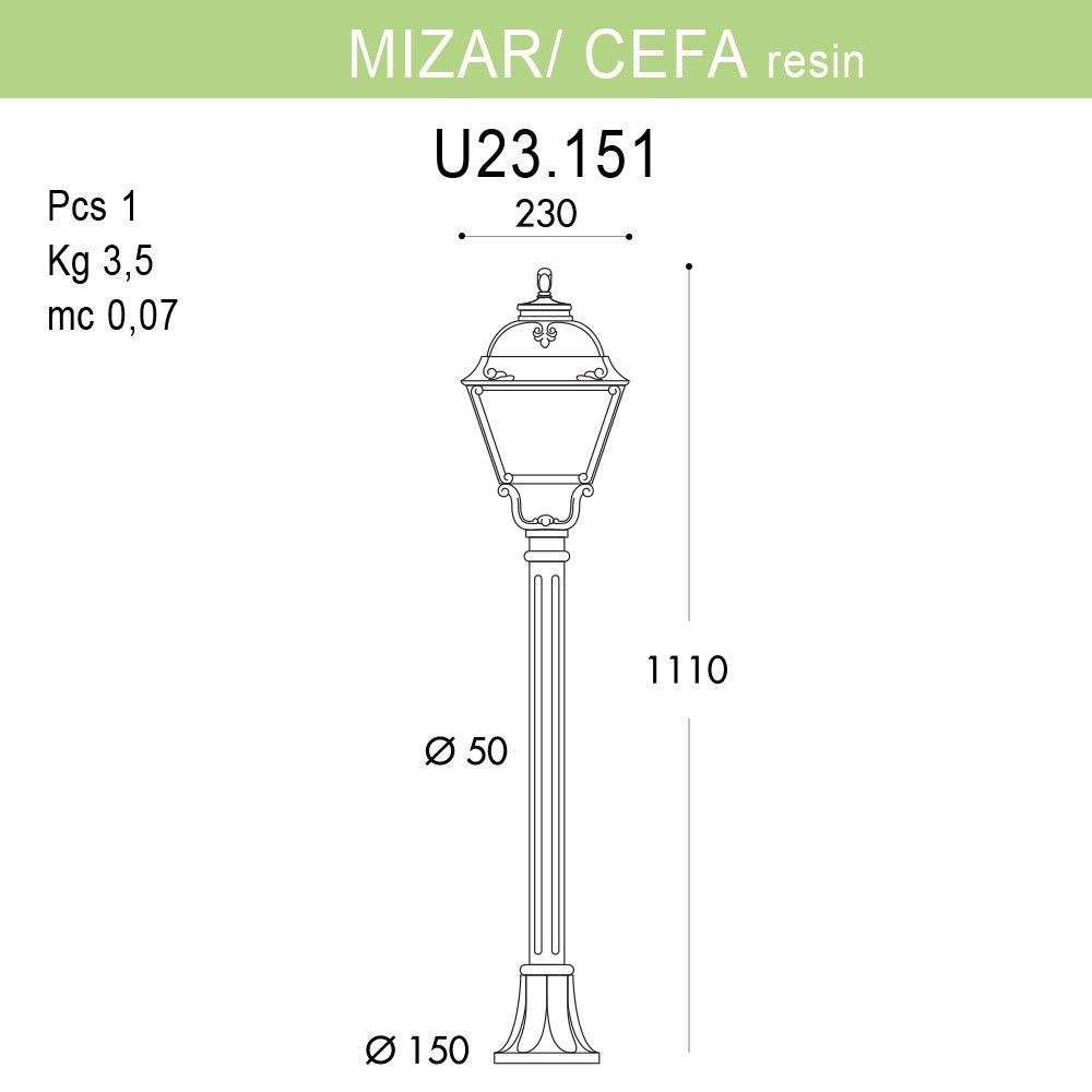 Уличный светильник Fumagalli Mizar.R/Cefa U23.151.000.AYF1R FUMAGALLI ФОНАРЬ 273536 Черный  - Вид №1
