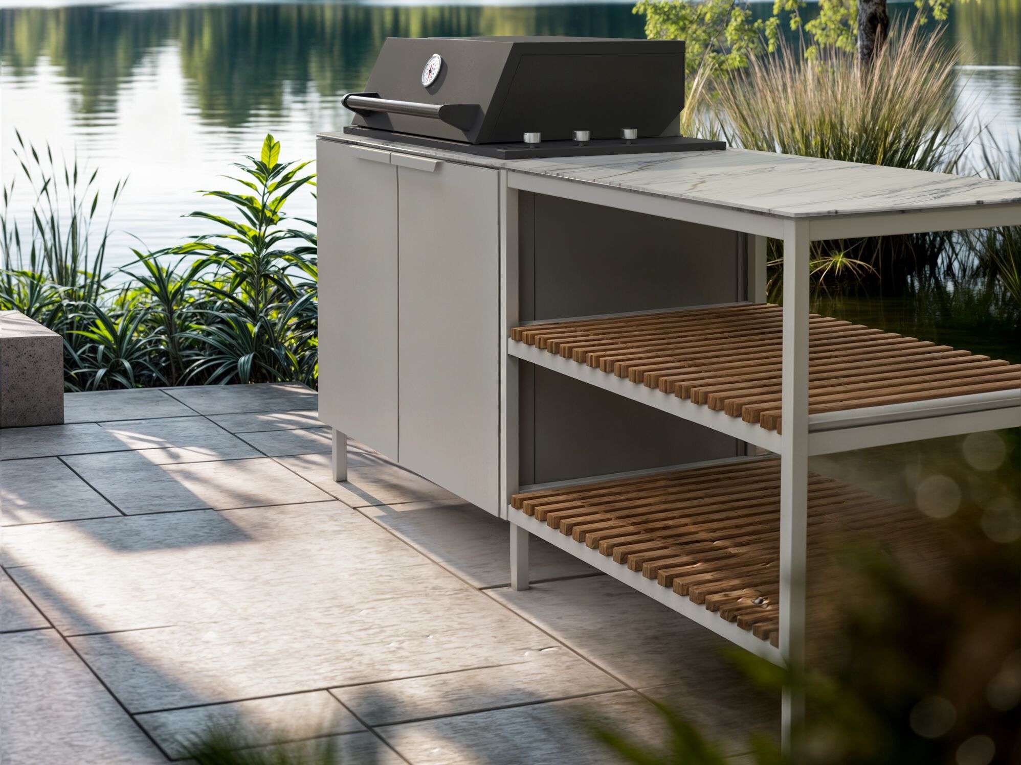 Открытая кухня с барбекю и открытым шкафом Q-boo ARCH-00133217