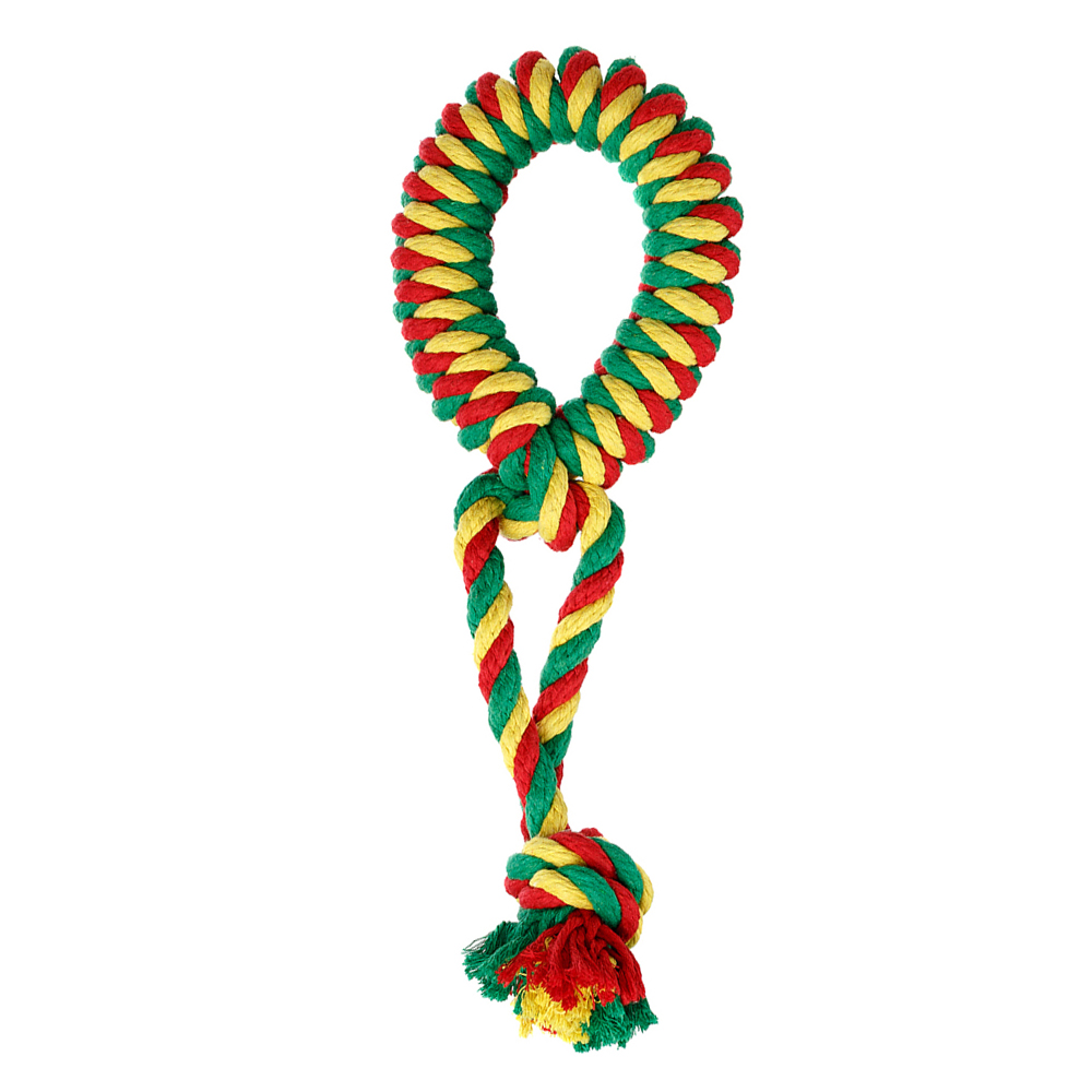 ПР0055335 Игрушка для собак Dental Knot Кольцо канатное малая (Красный-желтый-зеленый) DOGLIKE 