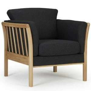 Кресло Aya, цельный лакированный дуб, темно-серое