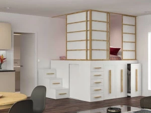 Cinius Кровать из массива дерева со шкафом и спальней Spaziobed