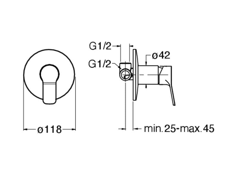 Однорычажный смеситель для душа с пластиной CRISTINA Rubinetterie Elevation ARCH-00095136 - Вид №1