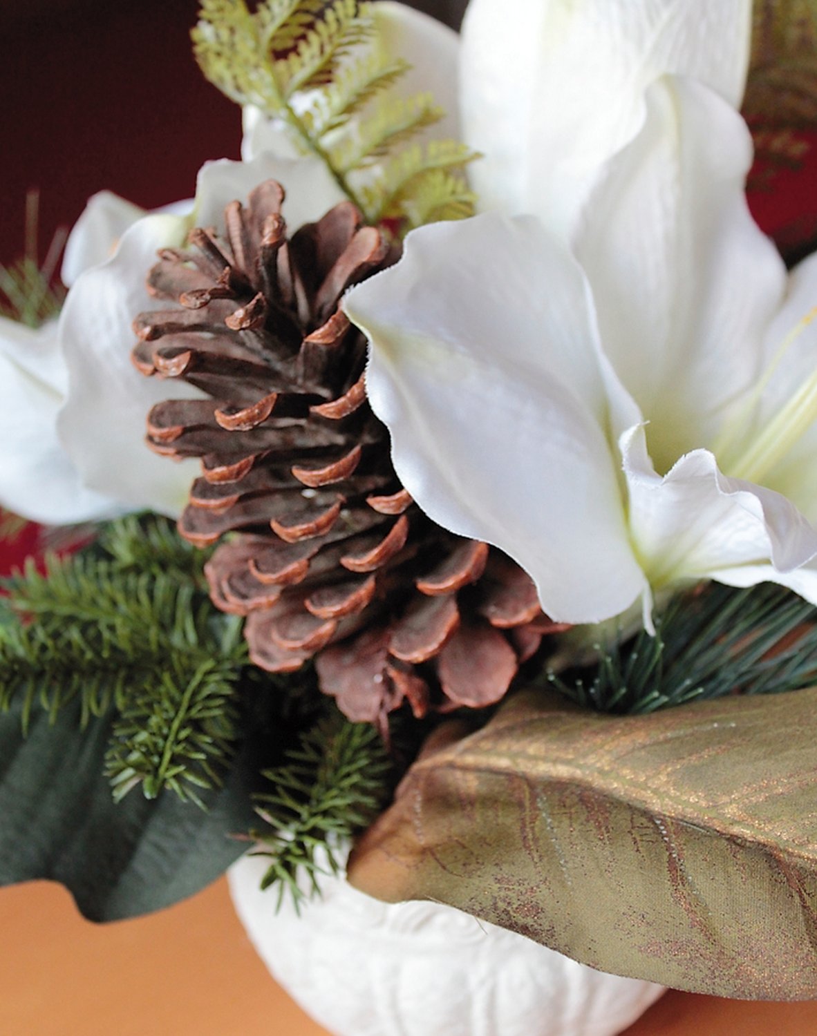 1477 778 a3 Композиция из искусственного амариллиса, горшок, 25 см, Ø 30 см, бежево-белый H-andreas  - Вид №2