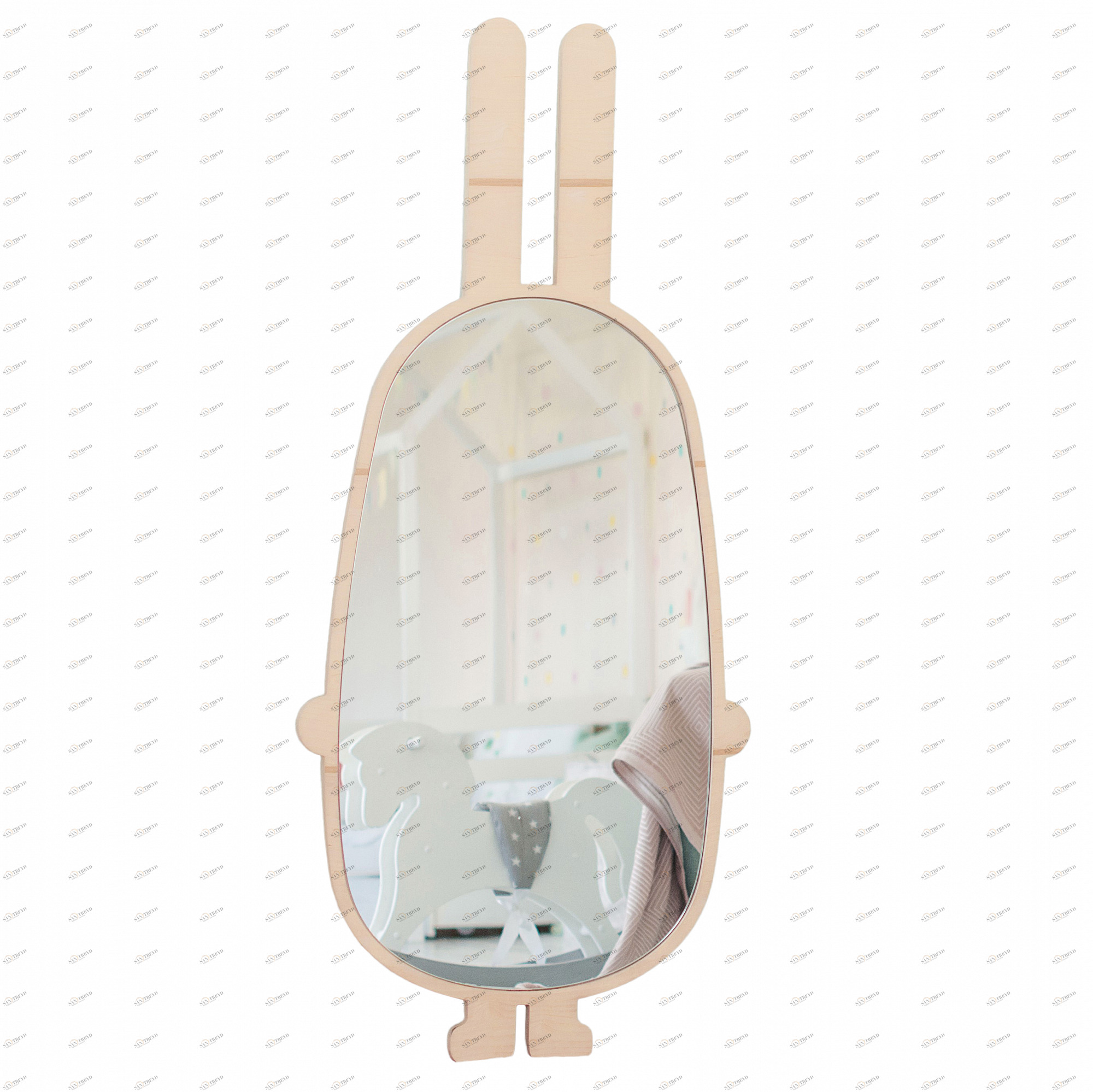 Зеркало детское напольное натуральное дерево "Заяц" ЗАЯЦ  00-3859370 Бежевый Santreyd 