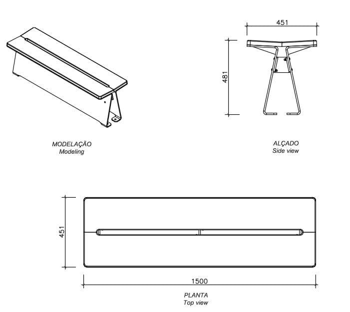 Стальная и бетонная скамья без спинки amop Fresta ARCH-00132499 - Вид №2