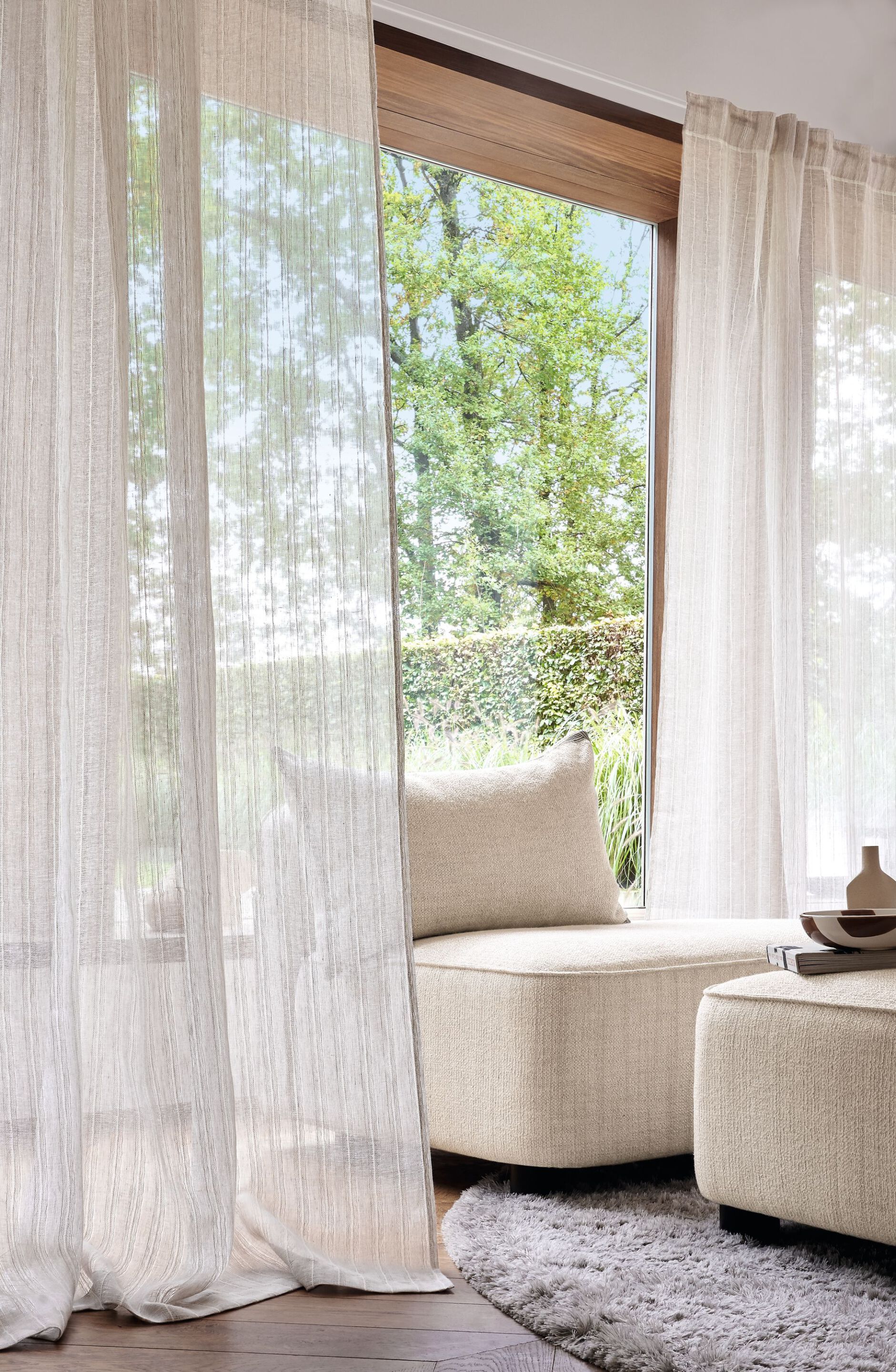Льняная полосатая ткань для штор Casamance Symbiose ARCH-00054060 - Вид №1