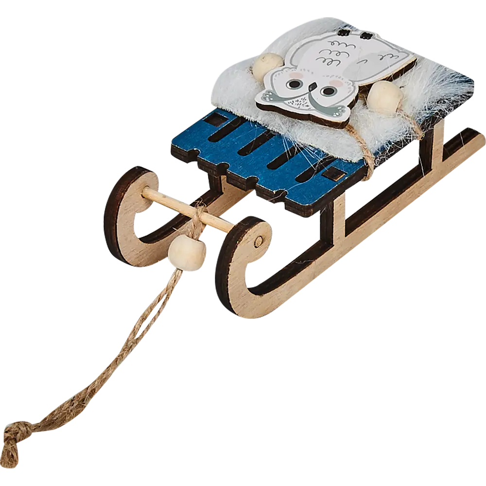 Игрушка ёлочная Сани 10 см дерево цвет синий/белый 82606919 STLM-2114592 Santreyd 