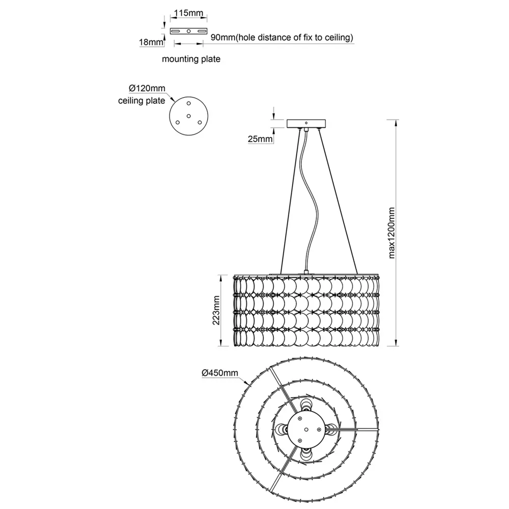 Люстра подвесная Nerita 4 лампы 12 м² цвет хром Escada STLM-2001714 - Вид №9