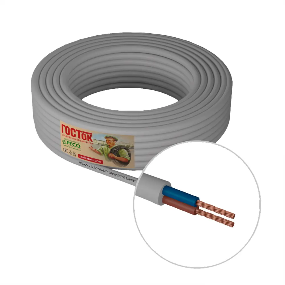 Камит ПВС 2х0.75 - провод для подключения электроинструментов и бытовой техники 18840462 STLM-1578612 - Вид №1