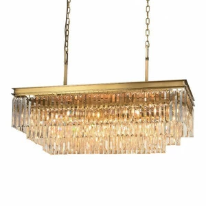 Люстра хрустальная подвесная золото прямоугольная Newport 31111/S Brass NEWPORT ДИЗАЙНЕРСКИЕ 00-3833412 Коричневый;прозрачный
