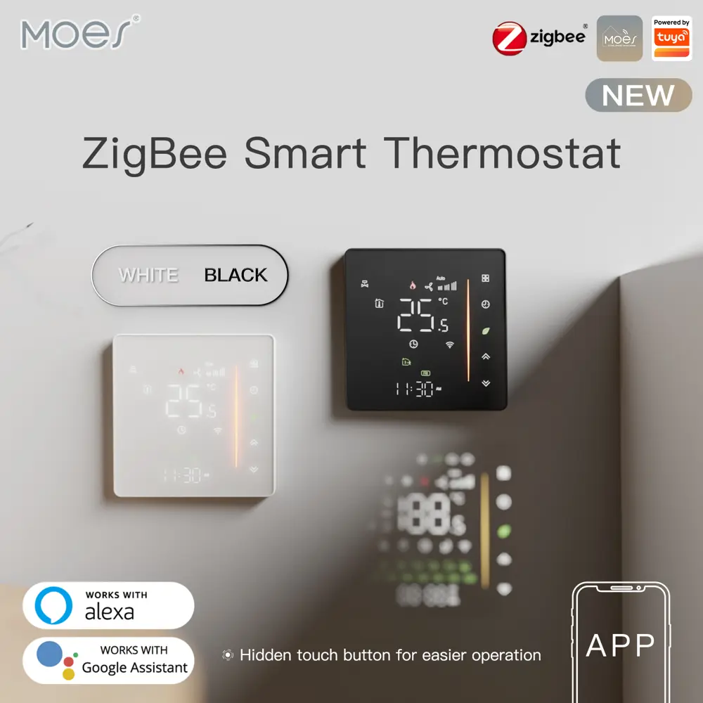 Термостат программируемый проводной Moes ZHT-006-GB-BK-MS комнатный черный 87506486 STLM-2112848 Santreyd  - Вид №1