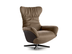 Кожаное вращающееся кресло с подставкой для ног