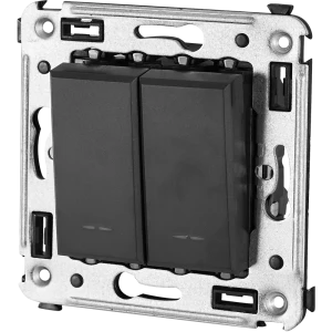 Выключатель встраиваемый DKC Avanti 2 клавиши цвет черный матовый