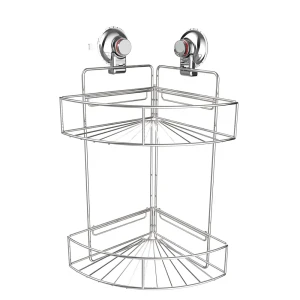 Полка для ванной Gromell Oton угловая на присосках 2 яруса цвет серебристый