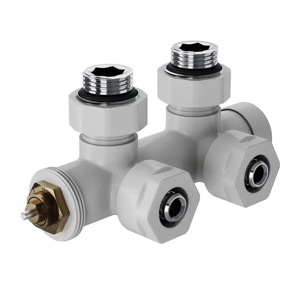 Узел нижнего подключения термостатический угловой Royal Thermo Design Pro 1/2" латунь цвет белый STLM-2065971 - Вид №2