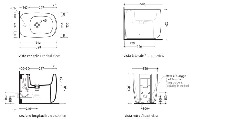 Керамическое биде с переливом Ceramica Flaminia Mono' ARCH-00008467 - Вид №5