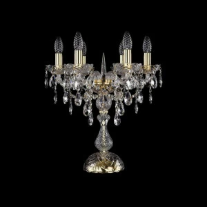 Лампа настольная хрустальная на 6 ламп 47х44 см нежно-золотистая Bohemia Ivele 1415L/6/141-47/G BOHEMIA IVELE ПОДСВЕЧНИК 00-3889197 Золото;прозрачный