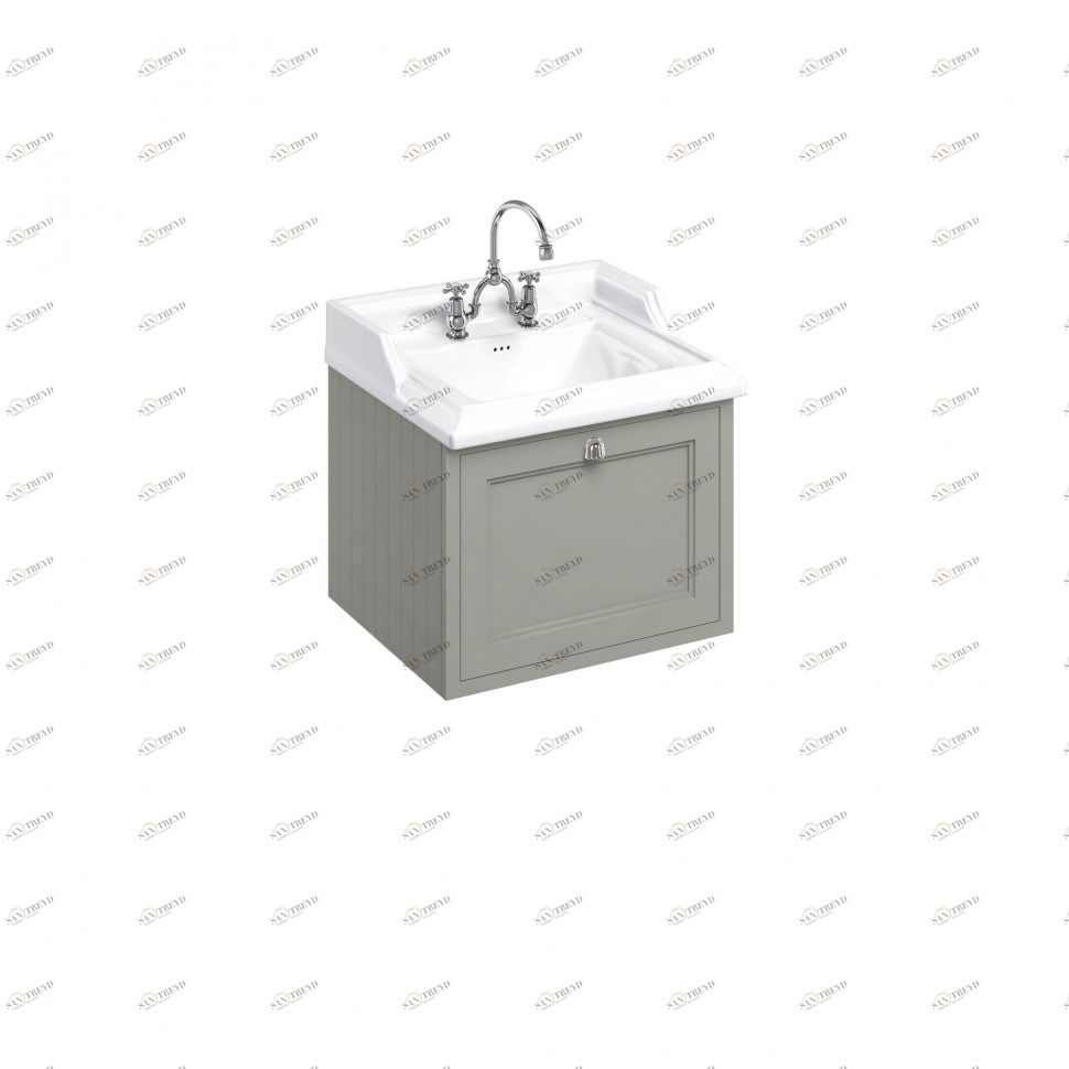 Тумба с раковиной на 2 отверстия, с выдвижным ящиком, цвет тёмно - оливковый [FW1O + B15 2TH] Classic Burlington FW1O, B15 2TH 670 x 580 x 930