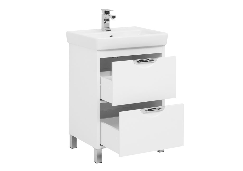 Тумба под раковину Aquanet Гретта 60 New белый (2 ящика) 00233577 - Вид №1