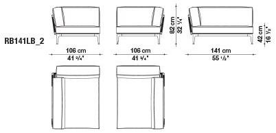 B&B Italia Outdoor Садовый диван из ткани с шезлонгом Ribes sun-id-1471587 - Вид №8