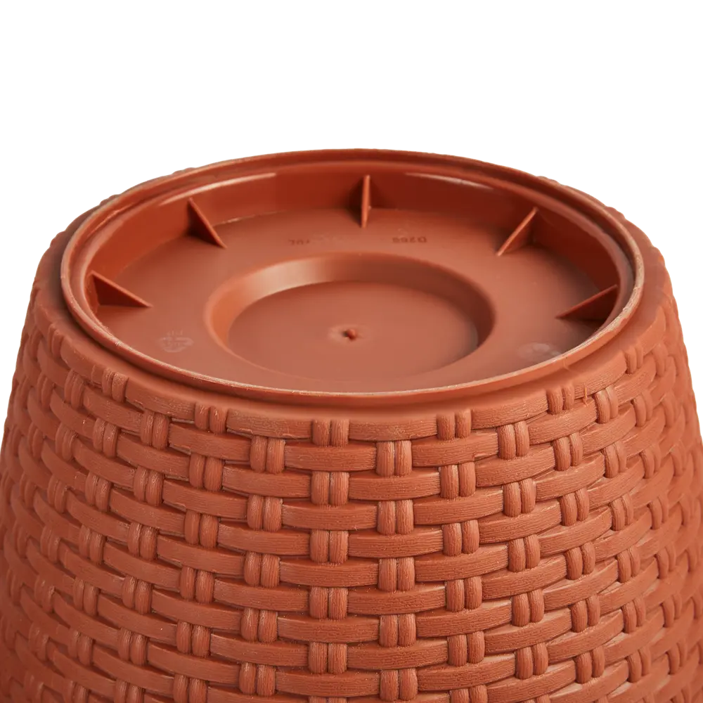 Кашпо для цветов Ingreen Rattan ø26.6 h27.5 см v10 л пластик терракотовый 85114201 STLM-2126634  - Вид №3