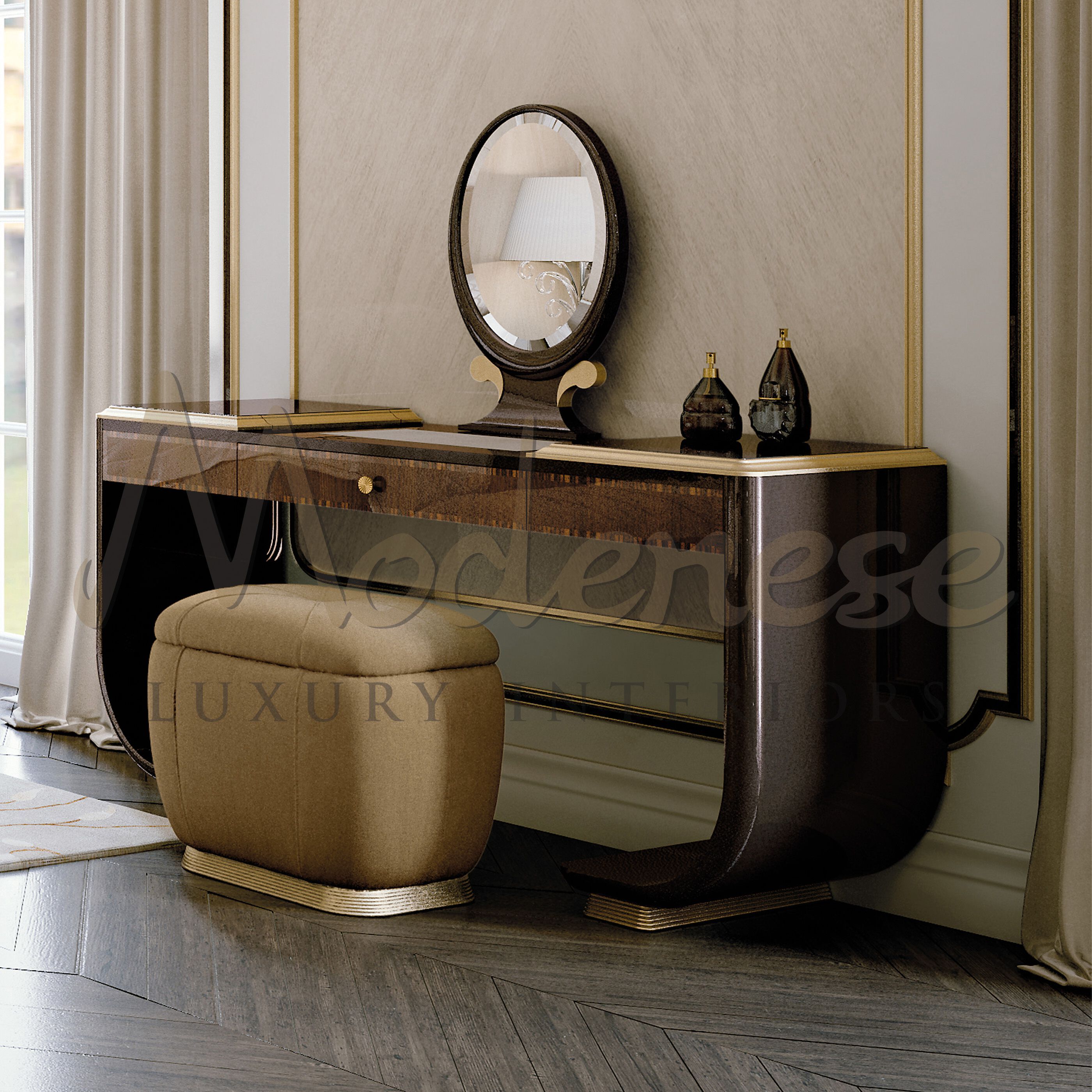 Кожаный квадратный пуф Modenese Luxury Interiors URBAN CHIC ARCH-00112201 - Вид №3