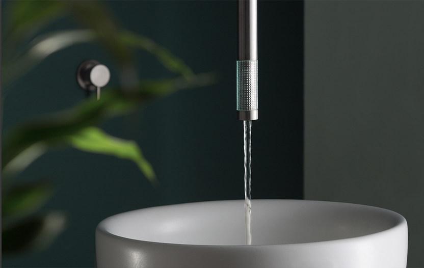 MINA Смеситель для раковины, однорычажный, на 2 отверстия, из нержавеющей стали и стекла Revitrum 12534 + 6100 - Вид №1