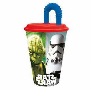 Стакан спортивный пластиковый с соломинкой и крышкой "Звездные войны", 430 мл STOR ЗВЕЗДНЫЕ ВОЙНЫ 335940 Красный