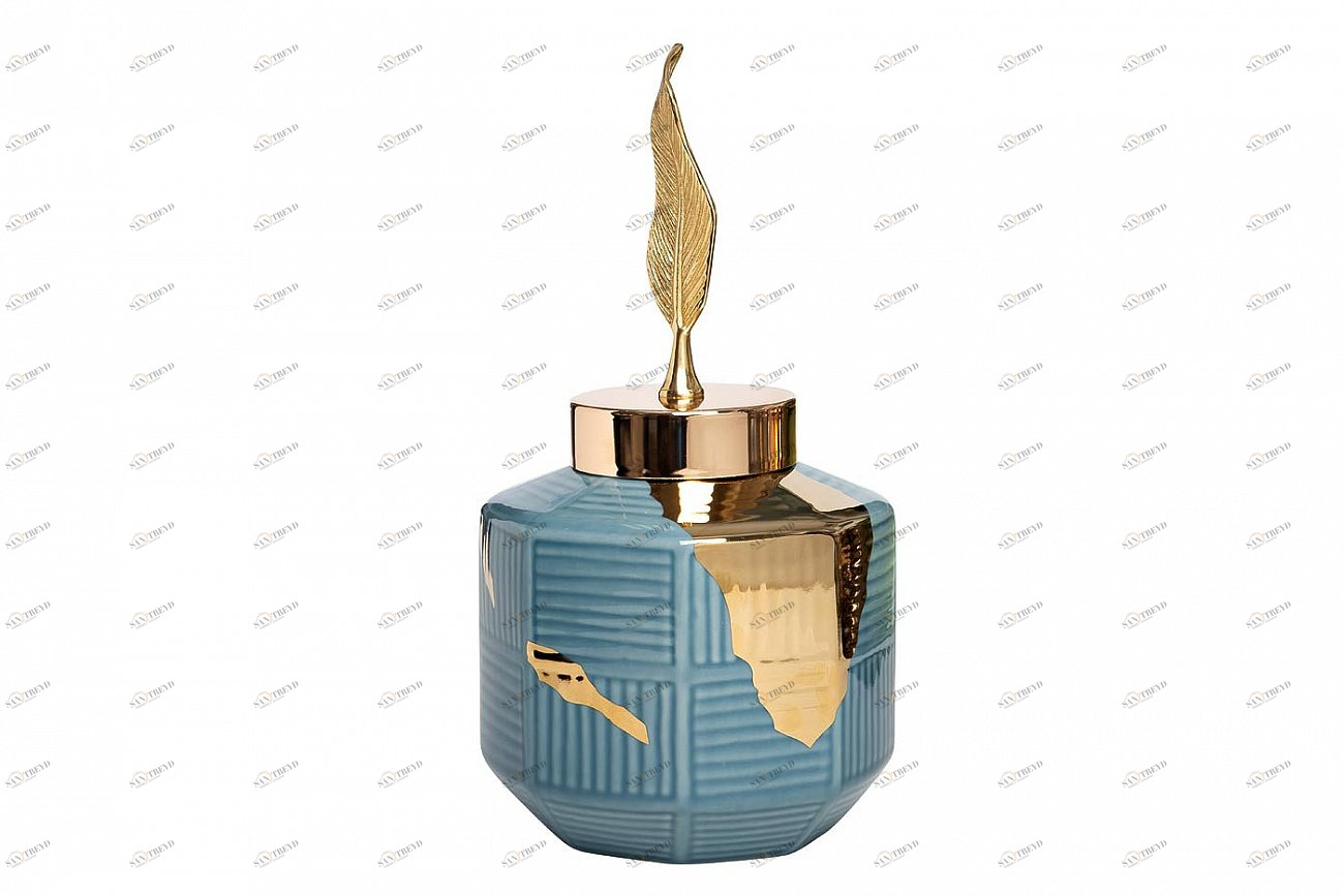 Ваза керамическая 32 см сине-золотистая 55RD4042M GARDA DECOR ДИЗАЙНЕРСКИЕ 00-3880525 Золото;синий 