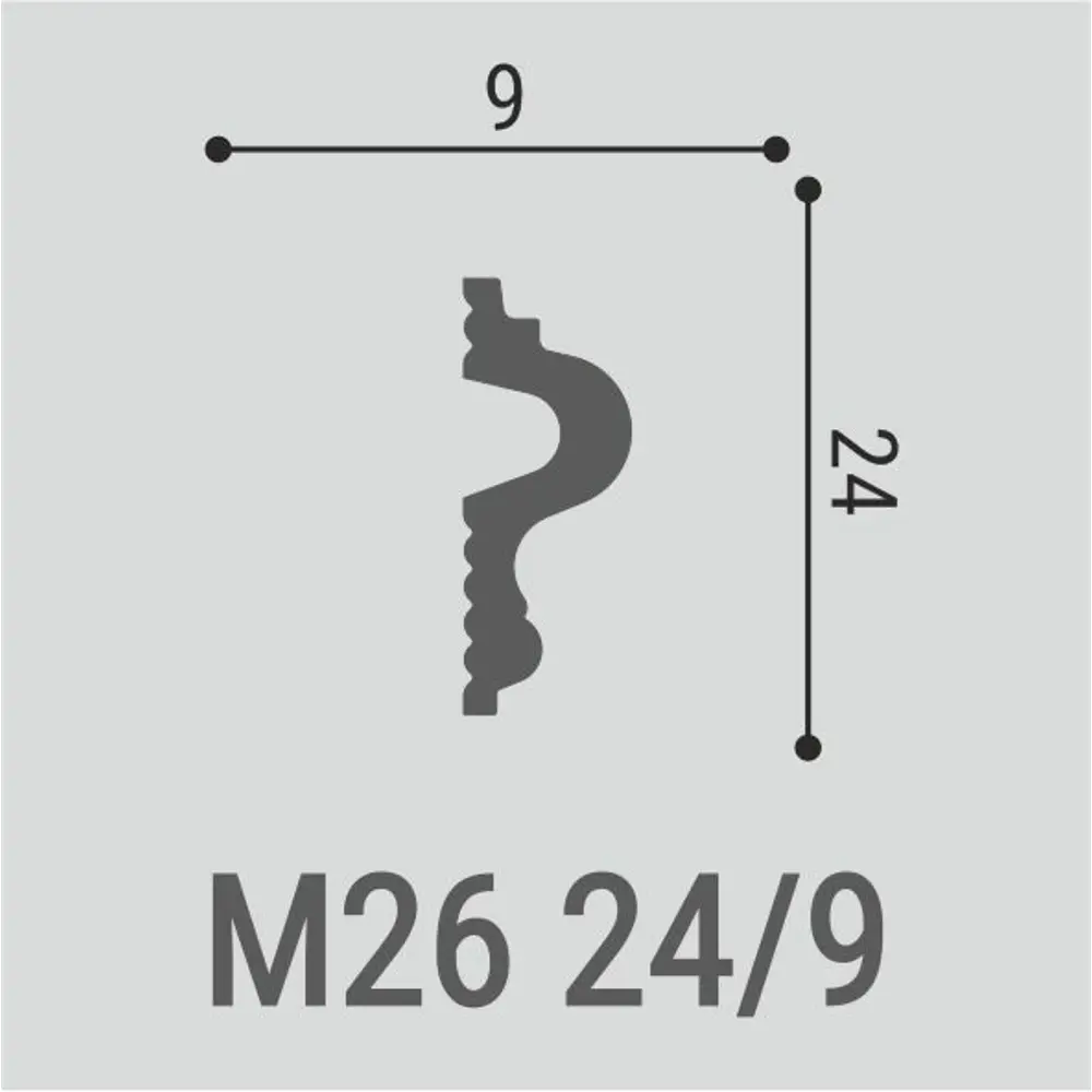 Молдинг потолочный полистирол ударопрочный Bello Deco XPS М 26 белый 9x24x2000 мм STLM-2020802 - Вид №2