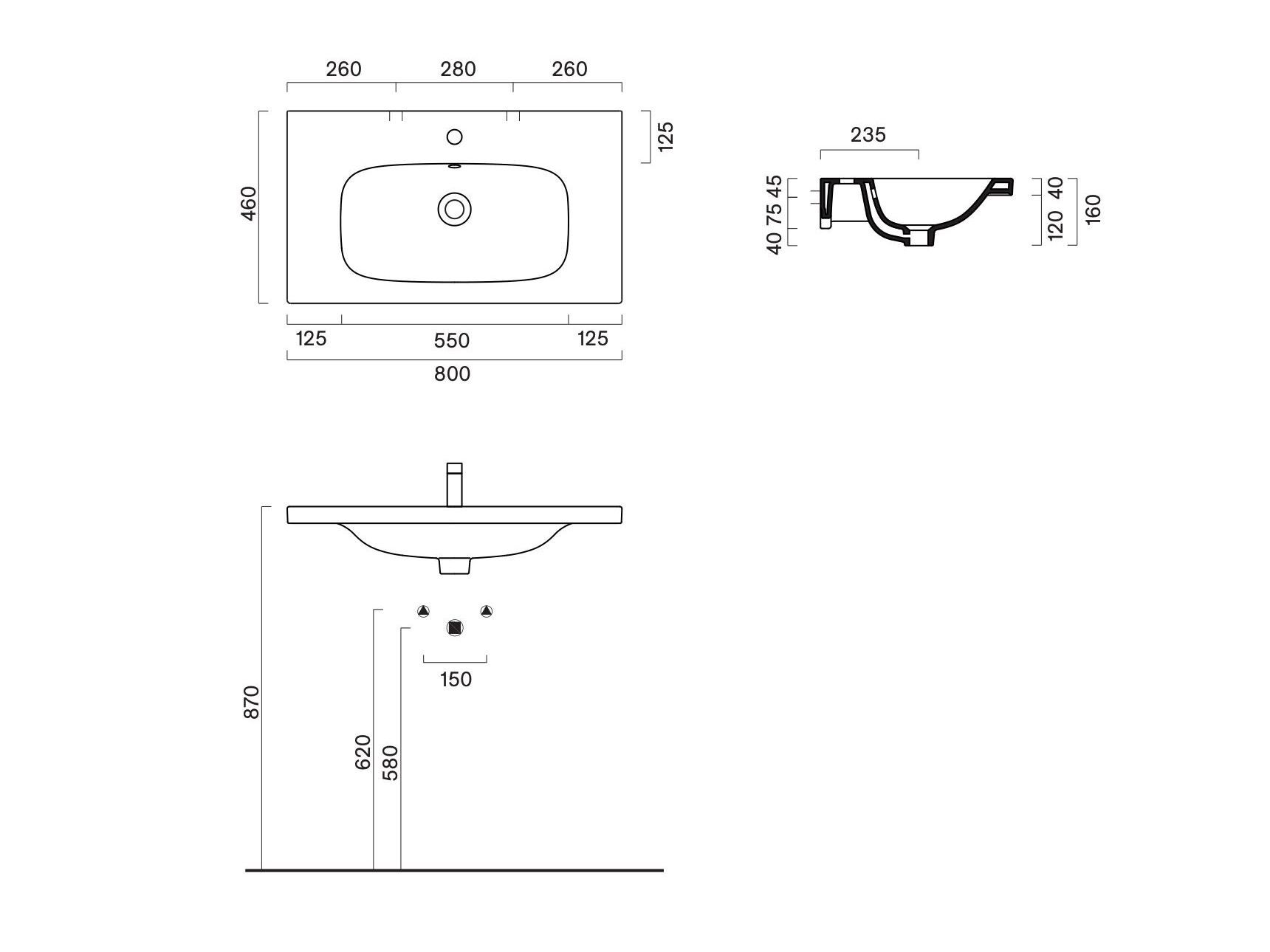 Одиночный прямоугольный умывальник CERAMICA CATALANO Alvea ARCH-00122271 - Вид №1