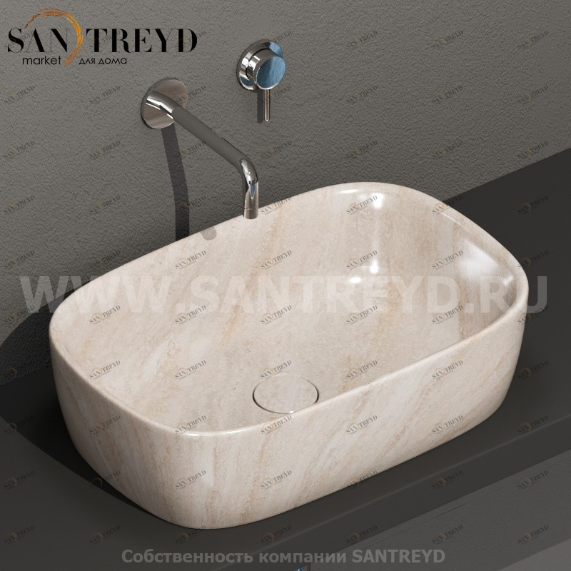 GE045SB Накладная раковина на столешницу  прямоугольная Ceramica Globo GENESIS