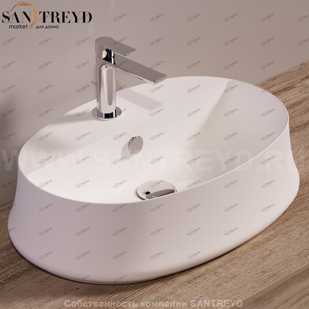 SH05BIANCOMATT Накладная раковина на столешницу  овальная Simas Sharp