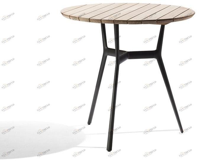 TRIBÙ Круглый садовый стол из алюминия и дерева Branch 07661t/07660t