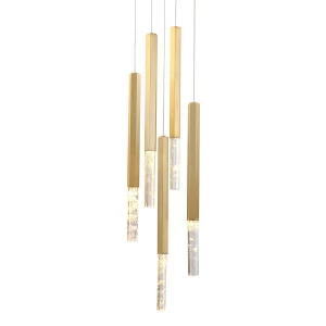Светильник подвесной 52х28 см латунь Vita 1A Brass MD7747-5A brass DELIGHT COLLECTION ДИЗАЙНЕРСКИЕ 00-3882326 Золото;прозрачный