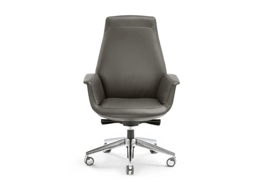 5-спицевое кожаное вращающееся офисное кресло с колесами Poltrona Frau офис-офисные кресла ARCH-00001736